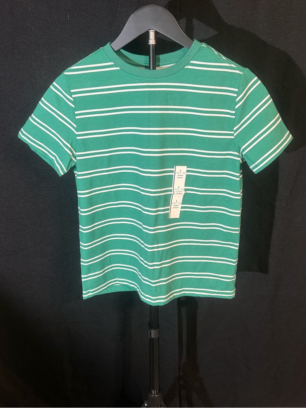 Cat & Jack Green and White Striped Short Sleeve Tee
